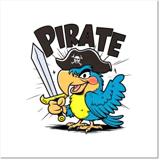 The Pirate cute Parrot Posters and Art